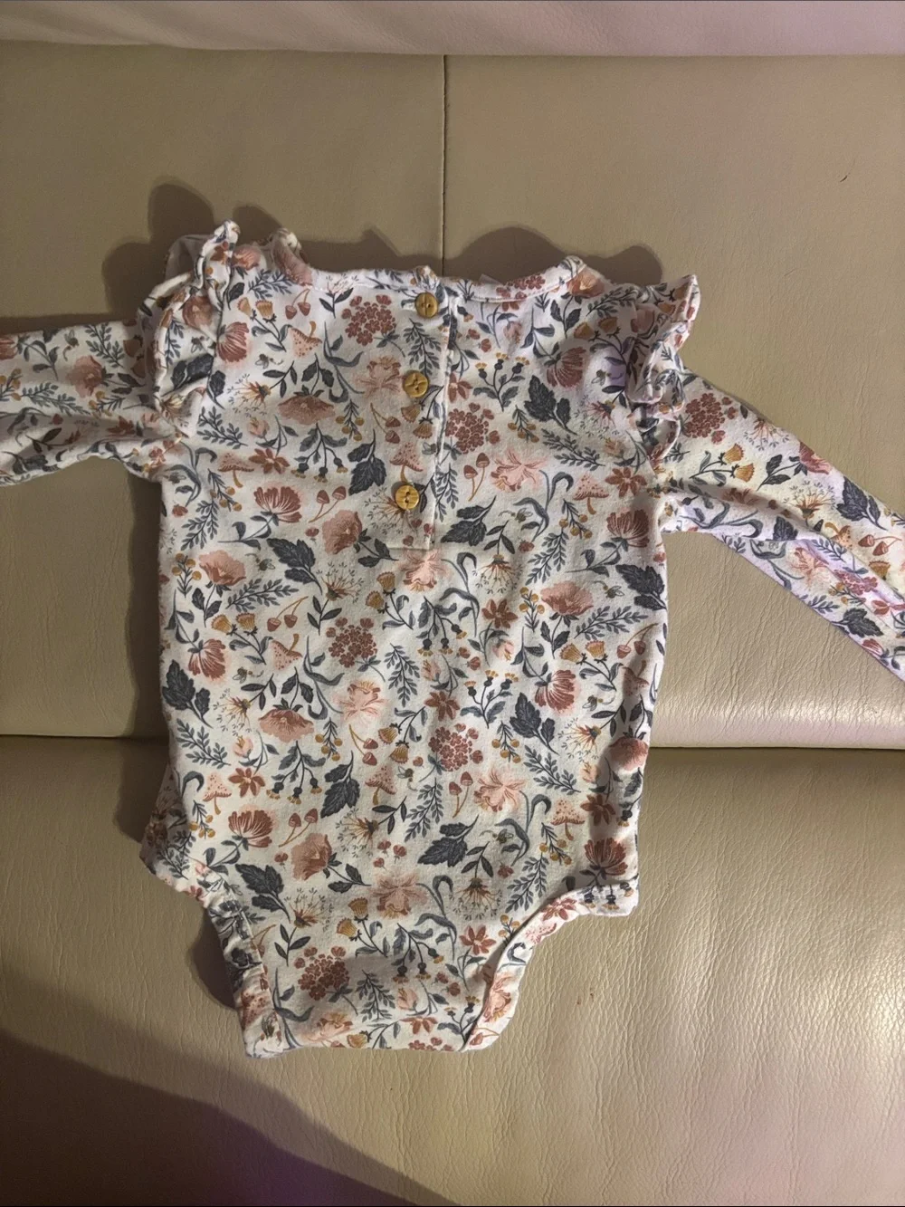 Tahari Floral Long-Sleeve One-Piece in Cream, Rust and Navy